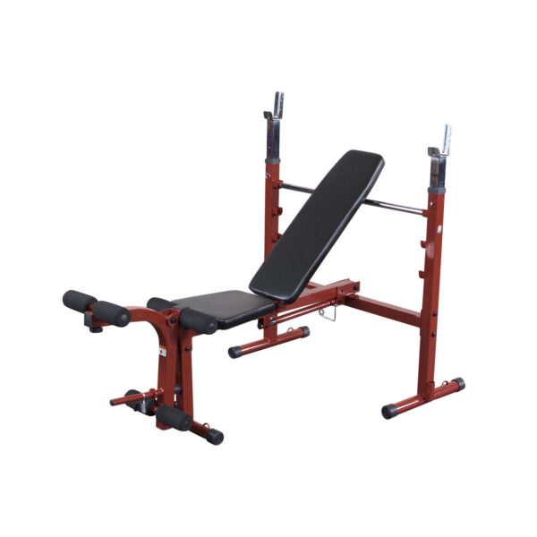 Best Fitness Folding Olympic Bench with Leg Developer -RED