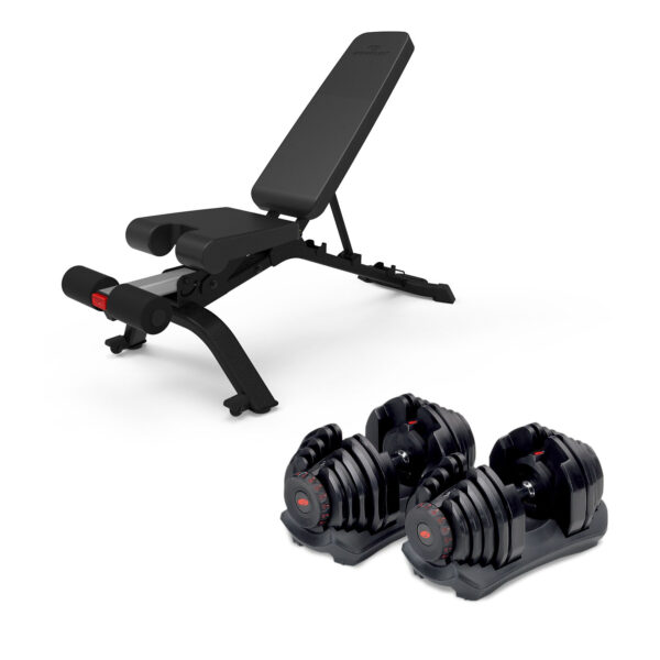 Bowflex 5.1S Stowable Utility Bench and 2-24kg SelectTech 552i Dumbbells (pair)