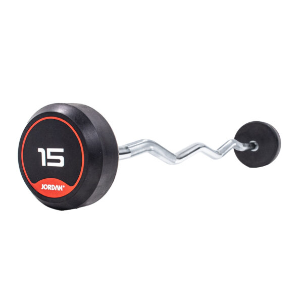 JORDAN 15kg Classic Rubber Barbell with Curl Bar