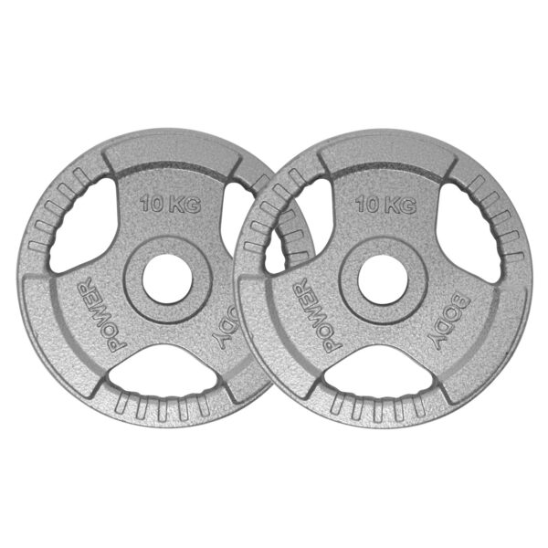 Body Power 15Kg Tri Grip Cast Iron Olympic Weight Plates (x2)