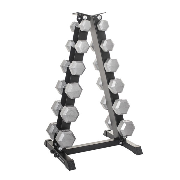 Body Power 5-30Kg Hex Dumbbell Weight Set & Rack