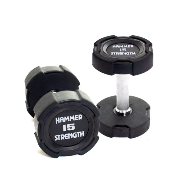 Hammer Strength 15Kg Rubber Dumbbells (x2)