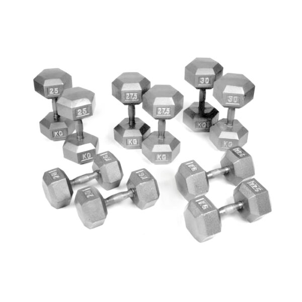 Body Power 5-17.5Kg Hex Cast Iron Dumbbell Weight Set (6 Pairs)