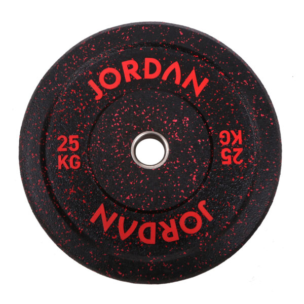 JORDAN 25Kg HG Black Rubber Bumper Plate - Coloured Fleck (x1) - Red