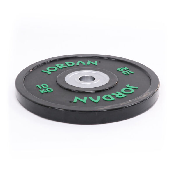 JORDAN 10kg Urethane Competition Plate - Black with Green Text (x1)