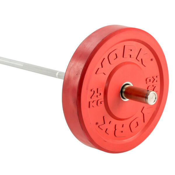 York 25Kg Solid Rubber Coloured Bumper Plate - Red (x1)