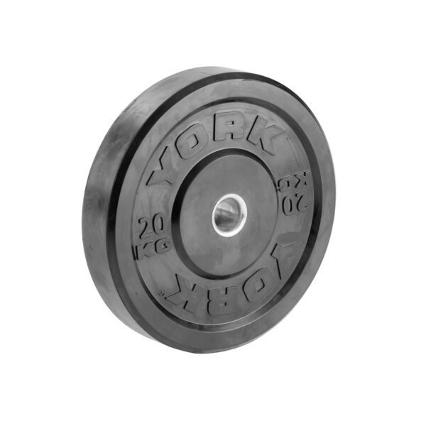 York 20Kg Solid Rubber Black Bumper Plate (x1)