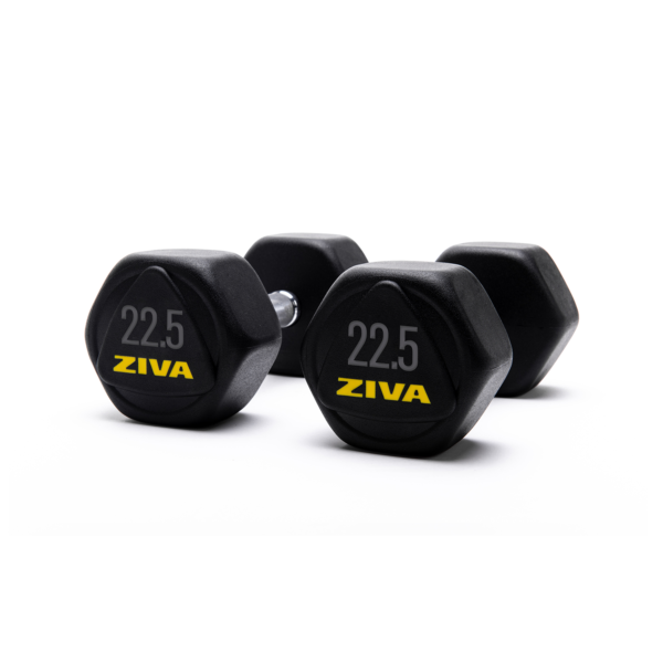 Ziva 22.5Kg RPU Encased Performance Hexagon Steel Dumbbells (x2)