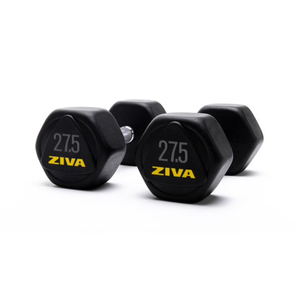 Ziva 17.5kg RPU Encased Performance Hexagon Steel Dumbbells (x2)