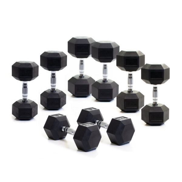 Body Power Rubber Hex Dumbbell Set - 12.5 to 20kg