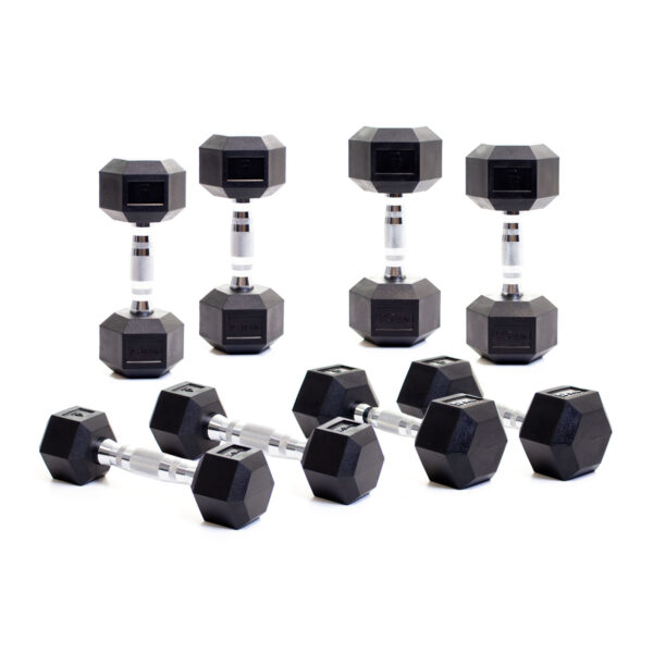 Body Power Rubber Hex Dumbbell Set - 2.5 to 10kg