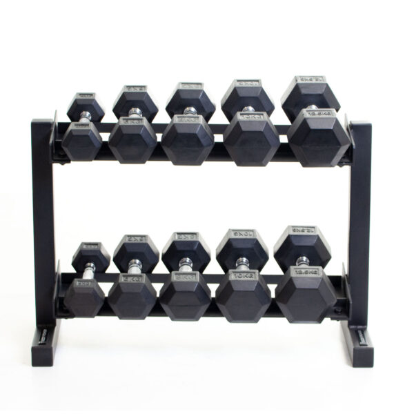 Body Power 32" Dumbbell Rack and Rubber Hex Set - 4 to 12.5kg