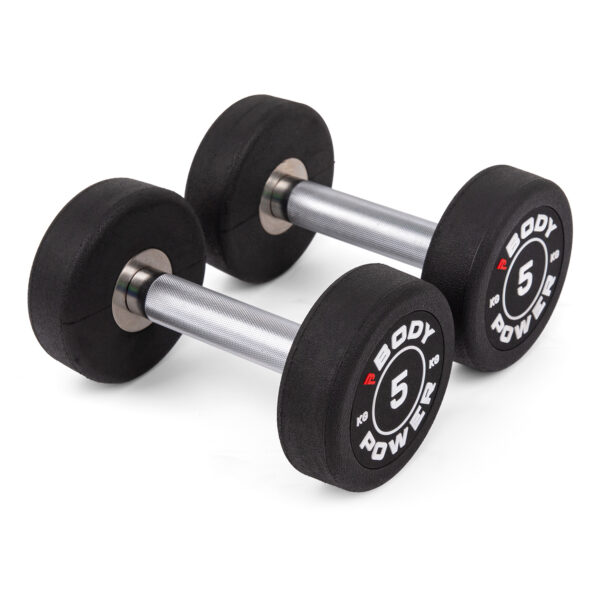 Body Power 55kg Pro Round Rubber Dumbbells (x2)