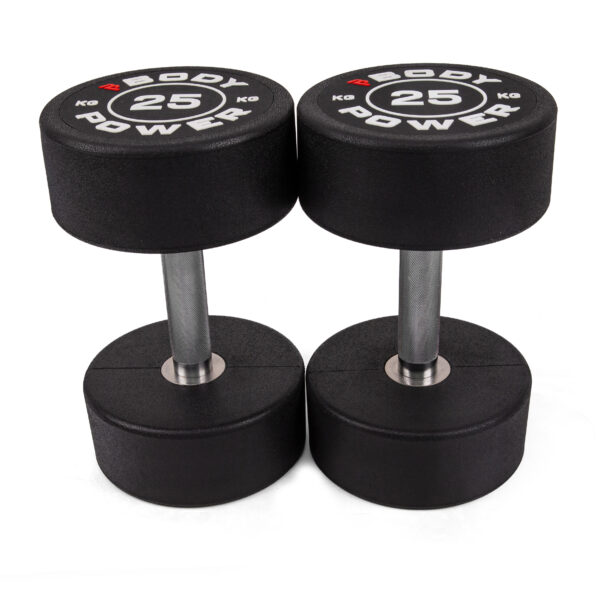 Body Power 12.5kg Pro Round Rubber Dumbbells (x2)