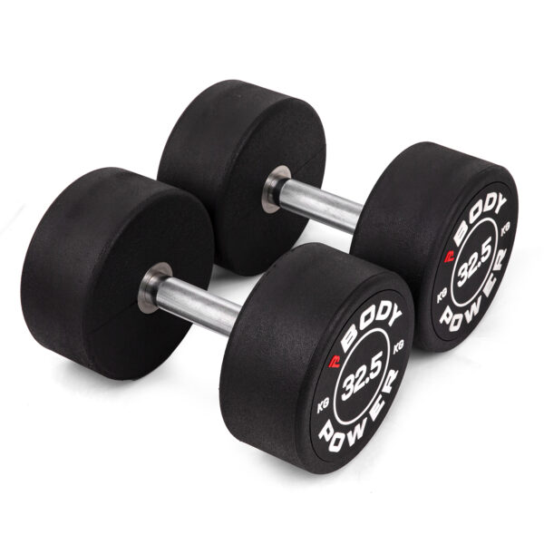 Body Power 20kg Pro Round Rubber Dumbbells (x2)