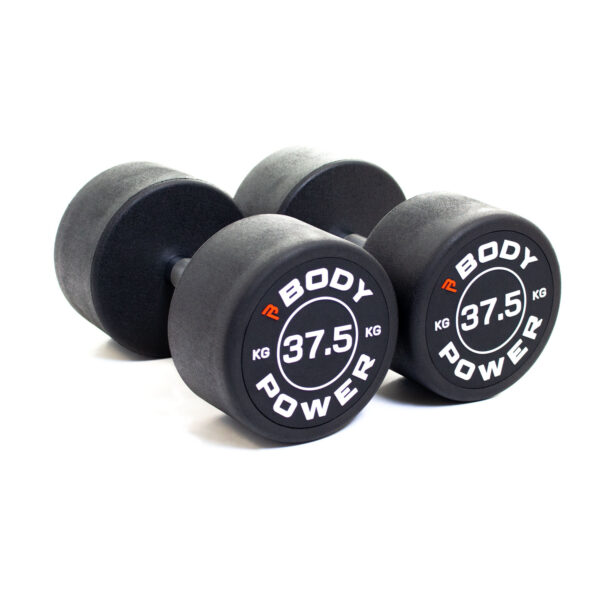 Body Power 37.5kg Pro Round Rubber Dumbbells (x2)