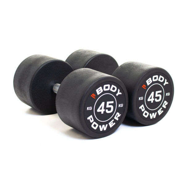 Body Power 45kg Pro Round Rubber Dumbbells (x2)