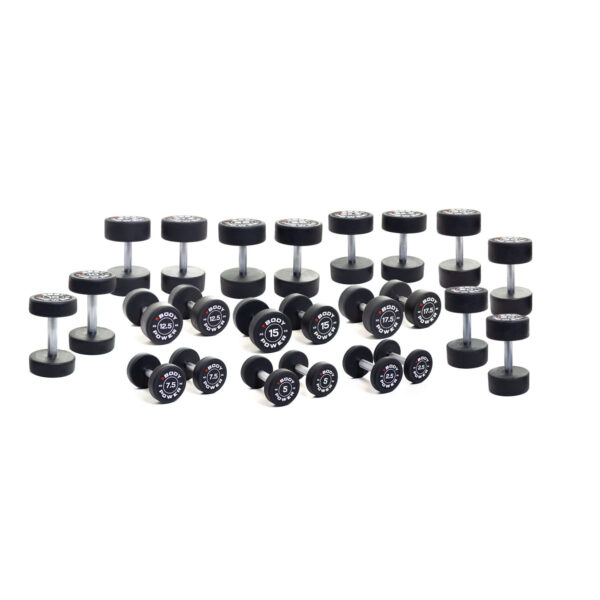 Body Power Pro Round Rubber Dumbbell Set - 2.5kg to 50kg (20 Pairs)