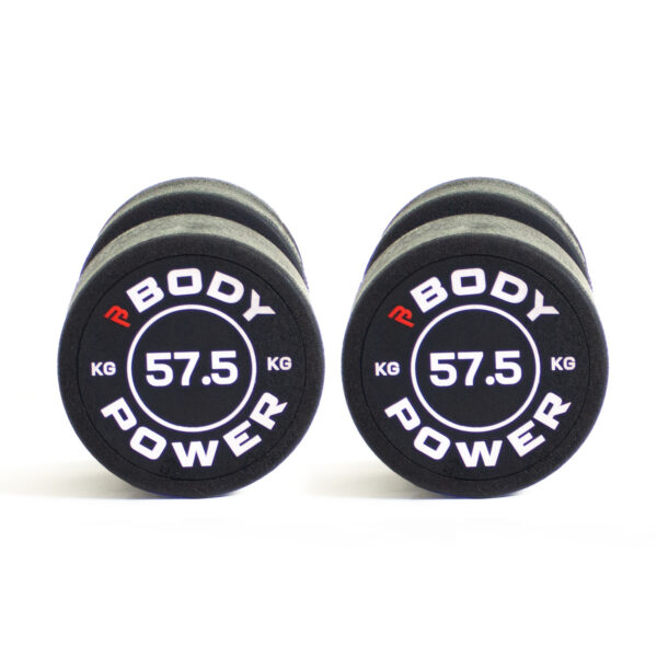 Body Power 57.5kg Pro Round Rubber Dumbbells (x2)