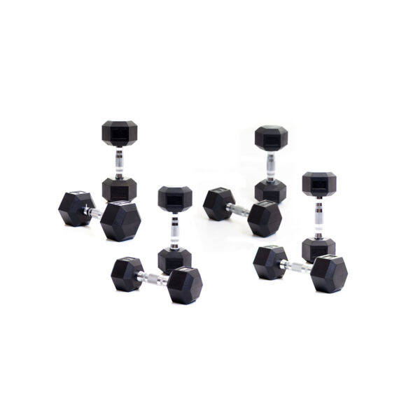 Body Power Rubber Hex Dumbbell Set - 8kg, 12.5kg & 15kg